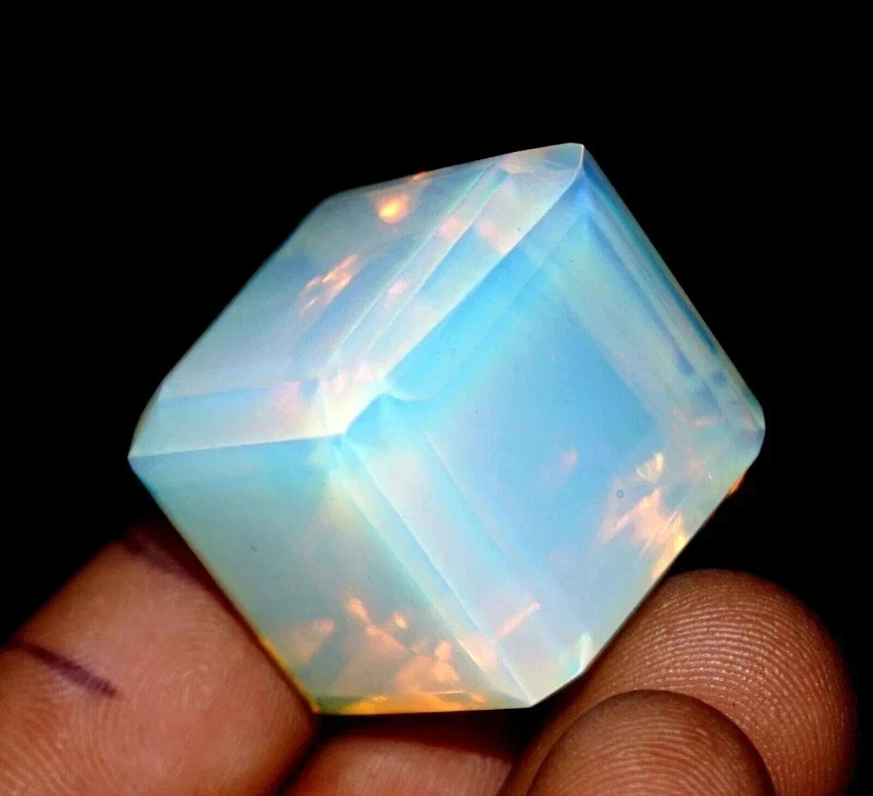 103.00 CT Certified Blue Fire Opal Cube Stunning Loose Gemstone For Jewelry