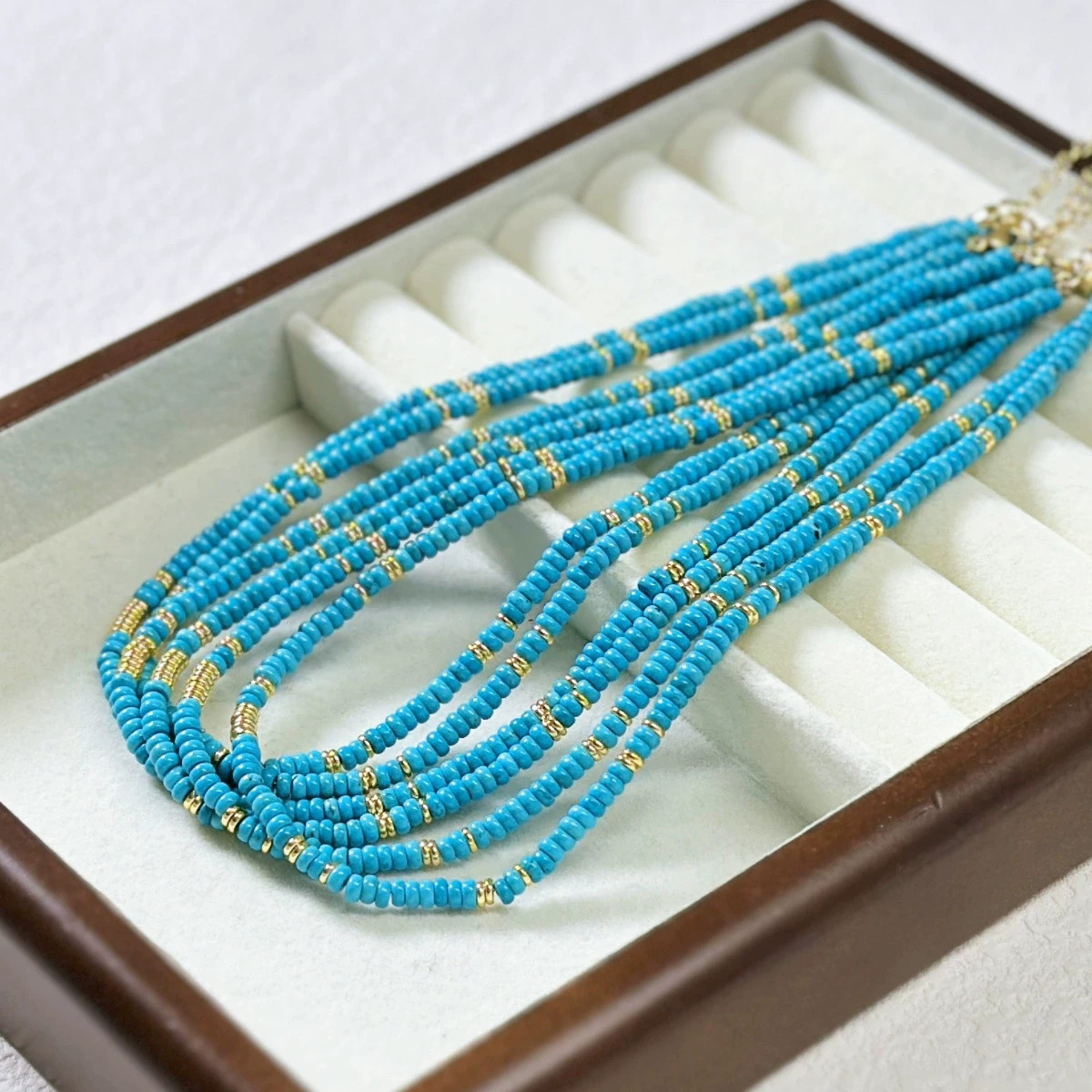 Natural Blue Turquoise Beaded Healing Crystal Necklace Choker for Women Gifts