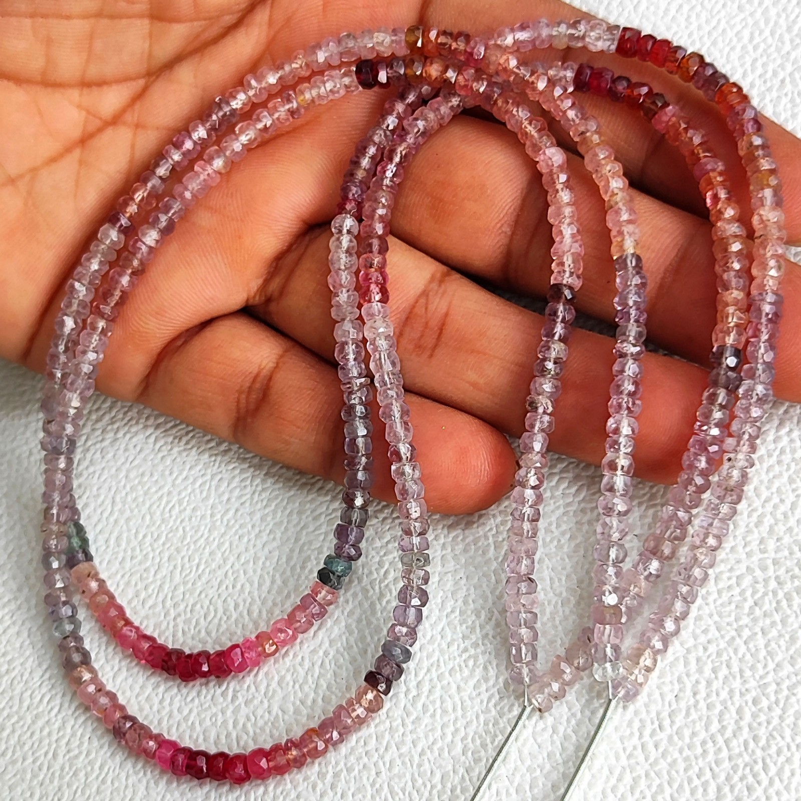 Sri Lanka Spinel Beads 4mm Faceted Rondelle 17″ Strand Natural Gemstones DIY
