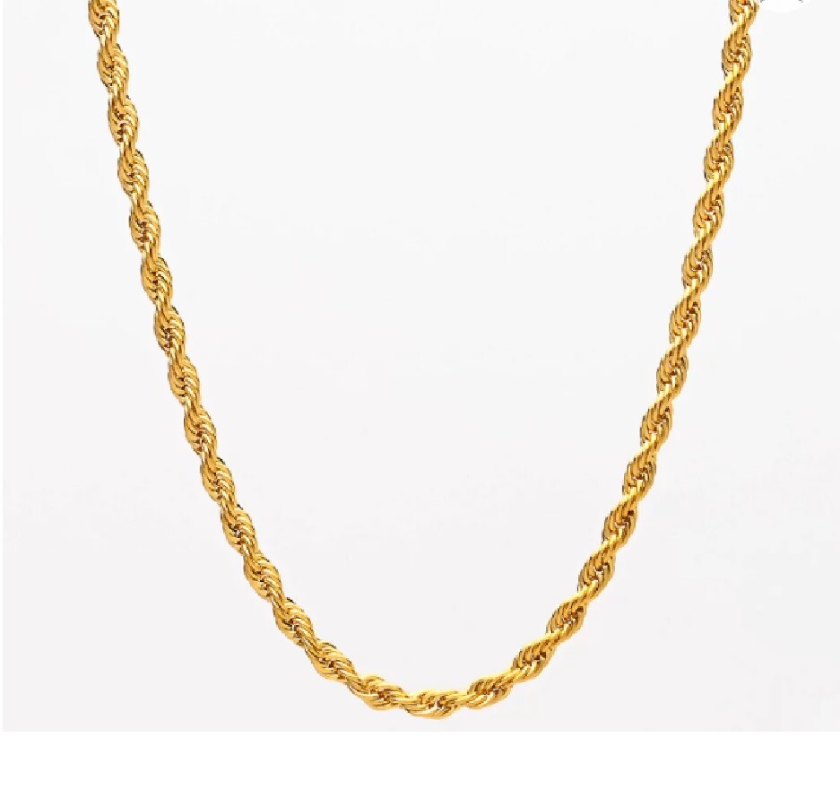 18K Gold Filled 16″- 32″ INCH Classic Rope Chain Necklace, Multiple Length/Width