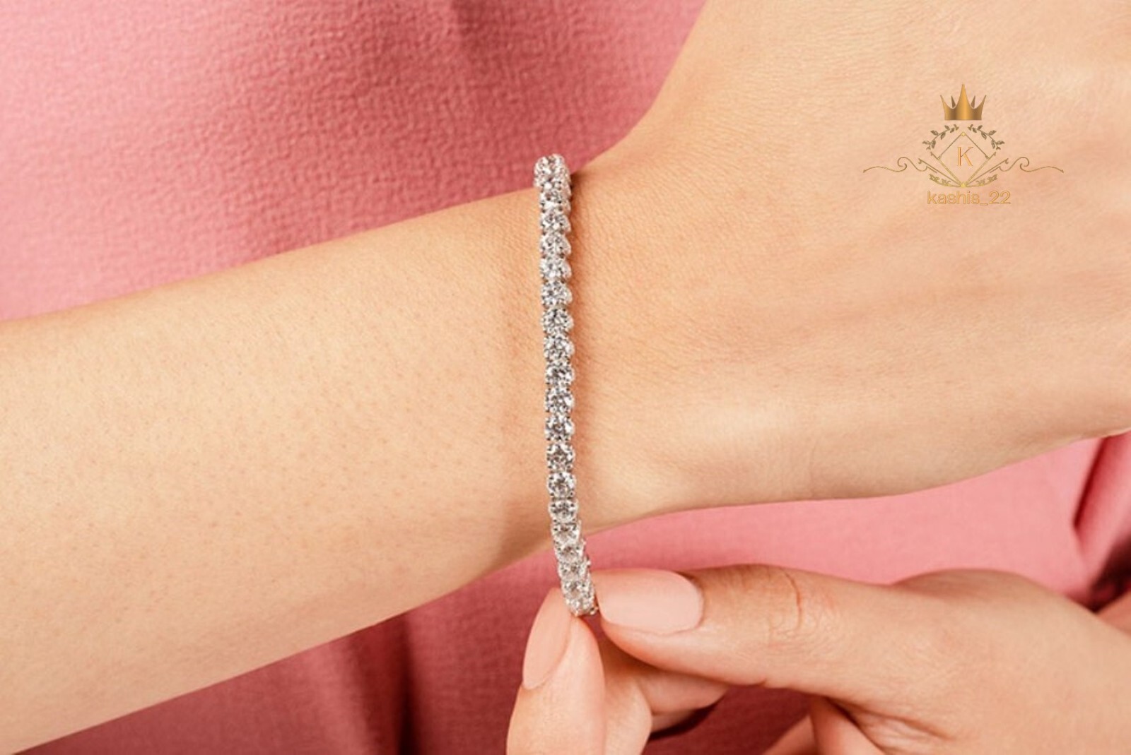 D/VVS1 7 Inch Long Tennis Bracelet Solid 14k White Gold 6 CT Round Brilliant Cut