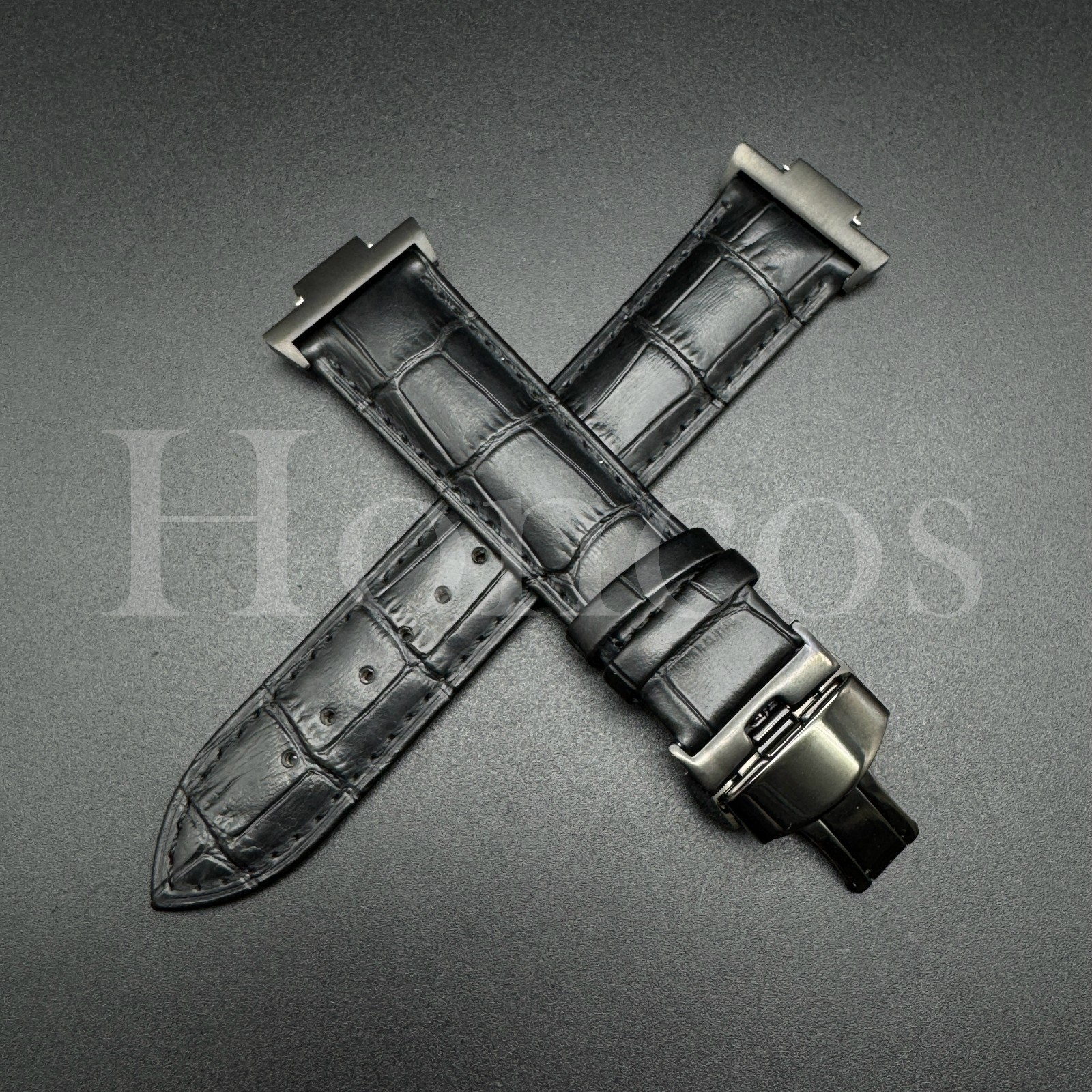 Black Genuine Leather Alligator Watch Strap Fits for Tissot PRX Clasp Adapter US