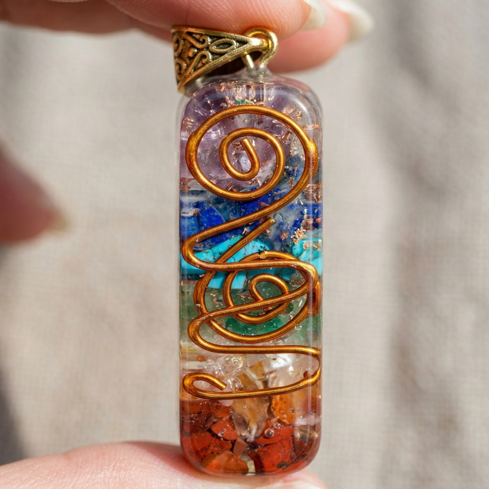 7 Chakra Orgone Pendant Energy Healing EMF Protection Pendant Unisex Necklace