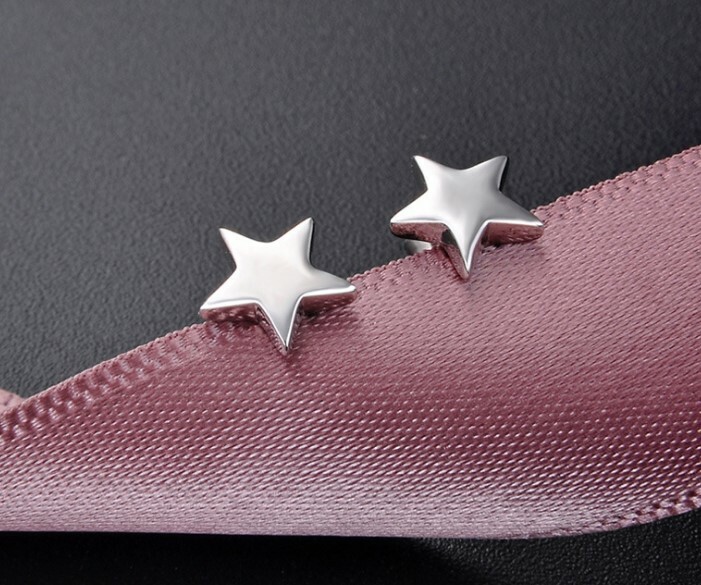 Fashion Women Girl 925 Sterling Silver 6mm Star Post Stud Earrings Gift Box F32