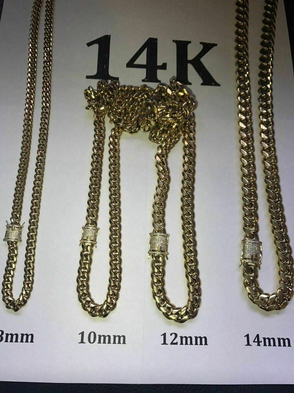 Miami Cuban Link Chain W. 1ct CZ Clasp 14k 18k Gold Plated Stainless Steel