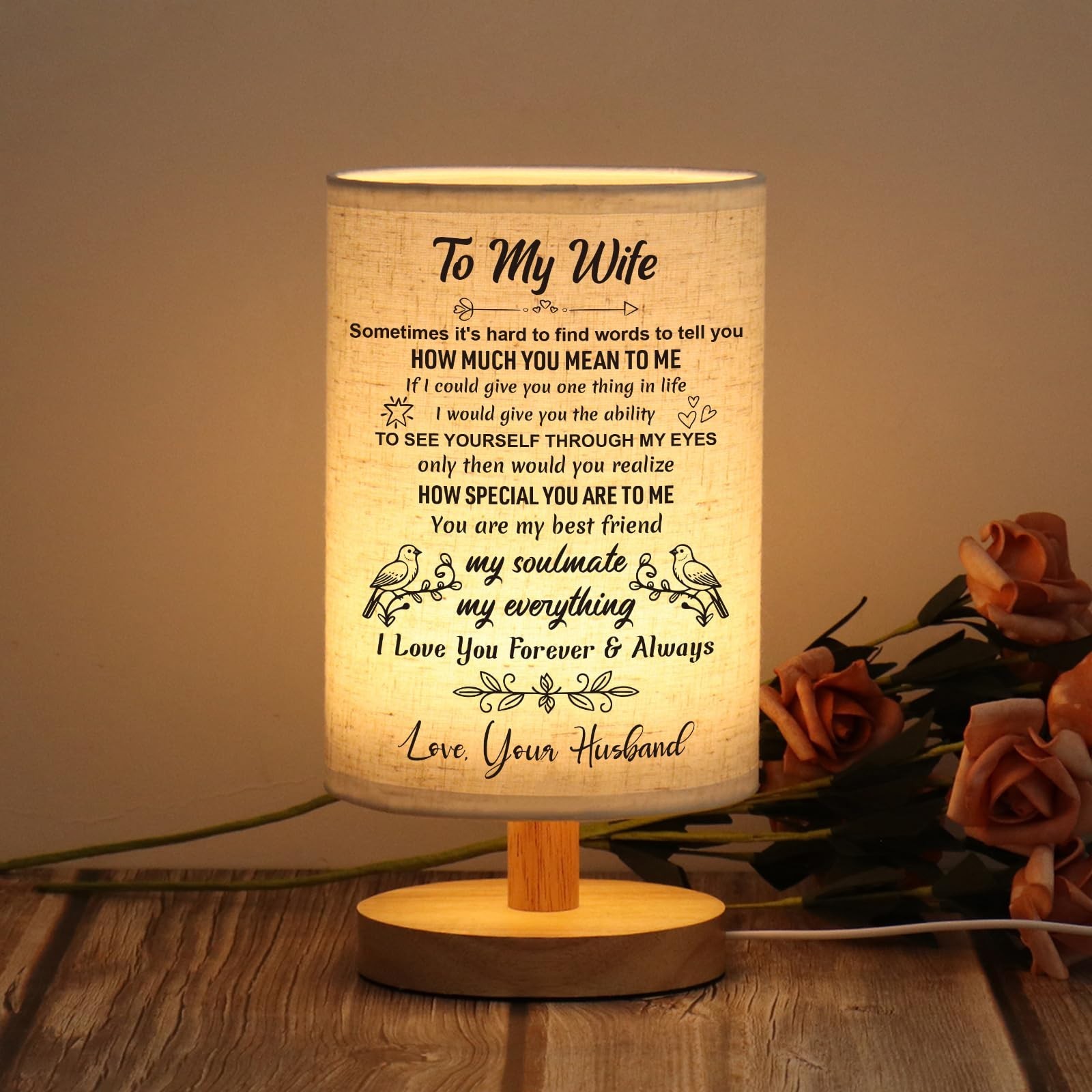 Gifts for Wife from Husband Table Lamp Romantic Anniversary Birthday Mothers Day