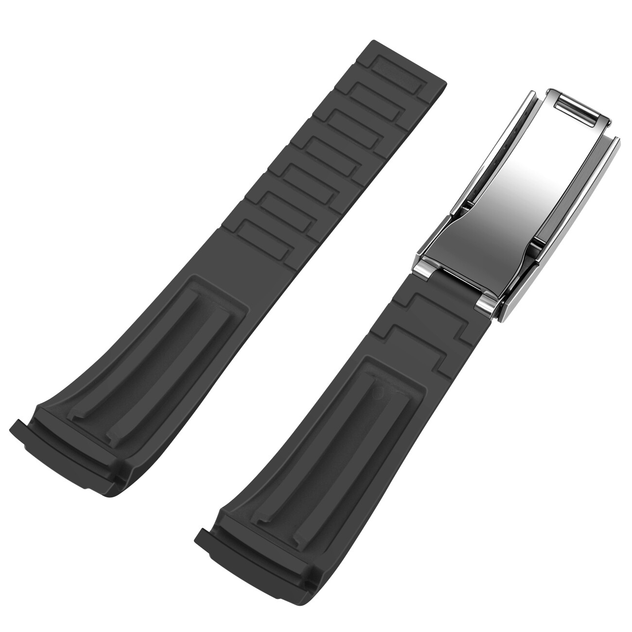 New 18 20 21 22mm Curved End Silicone Watch Bands Soft Rubber Replacement Strap
