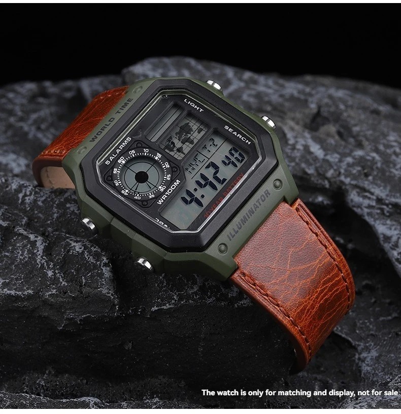 For Casio AE1200 AE1300 W-216H/W-218/WS-1400 W-737H Retro Leather Watch Strap 18