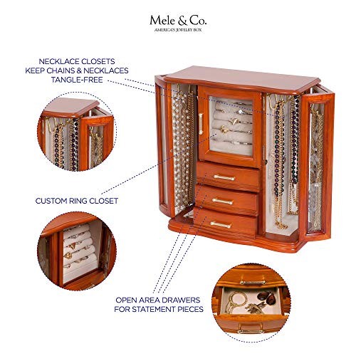 Mele and Co. Richmond Wooden Jewelry Box (Walnut Finish), Medium