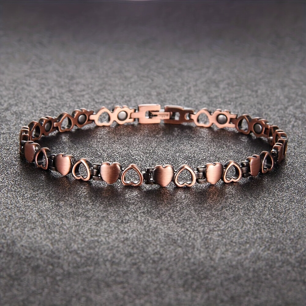Heart Design Copper Magnetic Anklet Bracelet for Women Daily Wear,Parties
