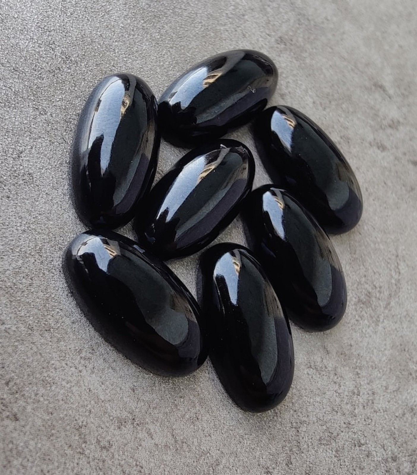 Natural Black Onyx Long Oval Cabochon AAA Grade Loose Gemstone