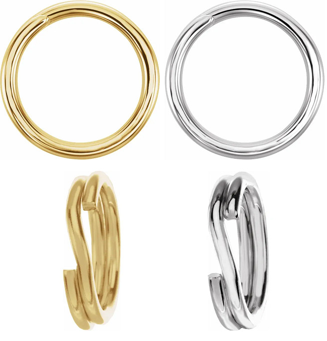 5mm 14k Solid Gold Round Split Jump Ring Clasp Charm Link White Yellow Gold