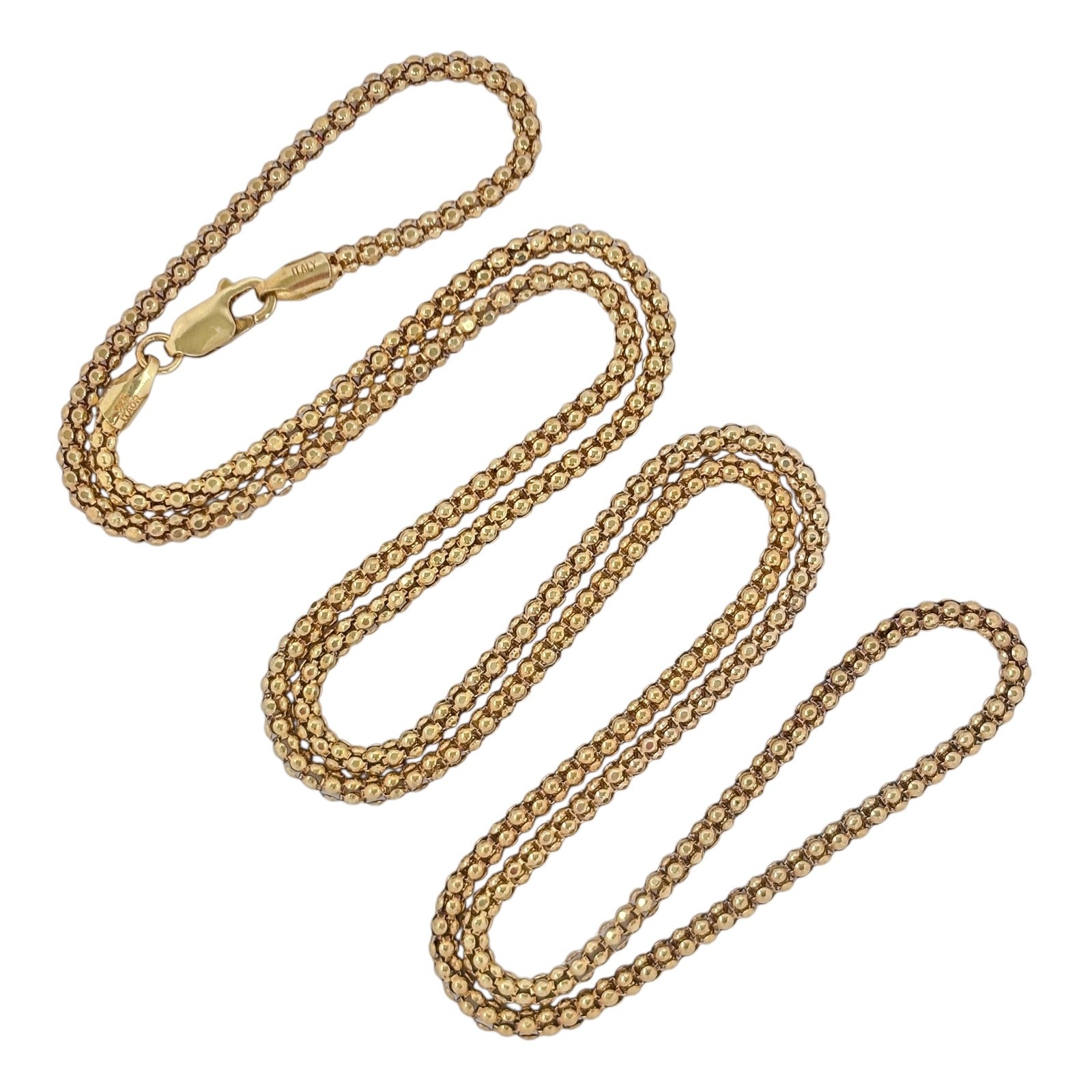 Vintage Italy Gold-Tone Sterling Silver 925 Popcorn Chain Necklace 30″
