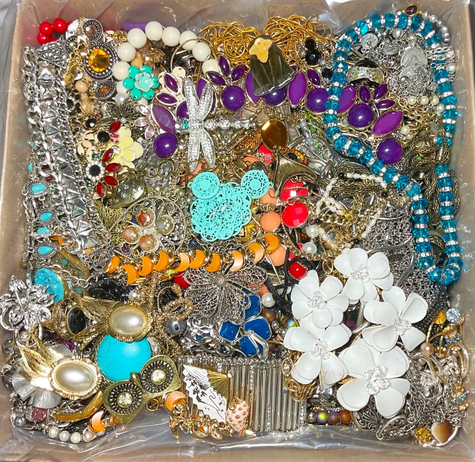 3 Pound Unsorted Huge Lot VTG Jewelry Vintage Now Junk & Wear Resell Tangled In