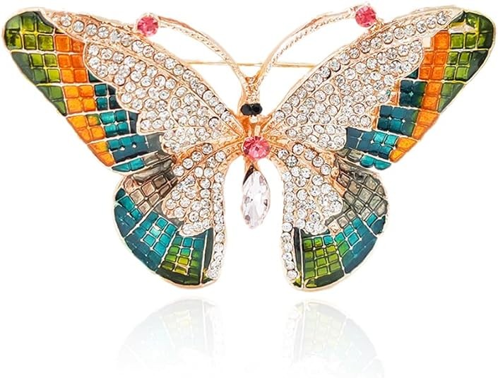Fashion Luxury Colorful Rhinestone Butterfly Brooches For Women Insect Brooch