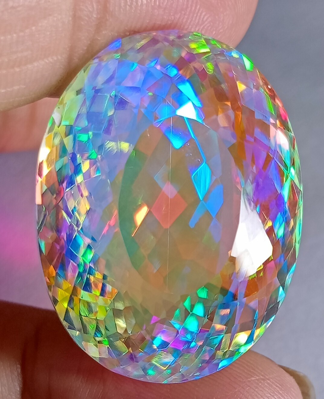 Mystic Topaz Natural Rainbow Certified Oval Cut 61.50Ct Loose Gemstone AAA