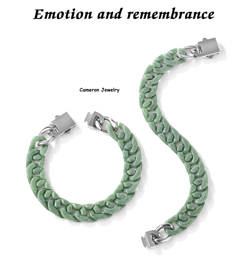 Real Grade A Natural Green Jade Jadeite Bracelet Cuban Curb Link Chain 5.9-9.4in