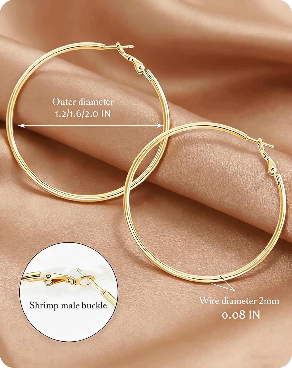 6 Pairs Silver Gold Hoop Earrings for Women – 14K Gold Plated 316 Stainless Stee