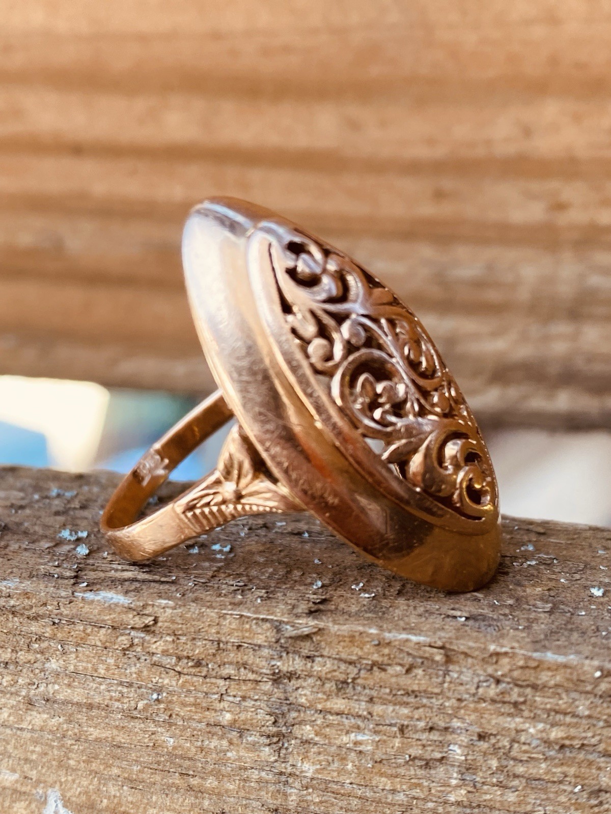 USSR Vintage Original Solid Rose Gold Ring 583 14K 1980th #7948
