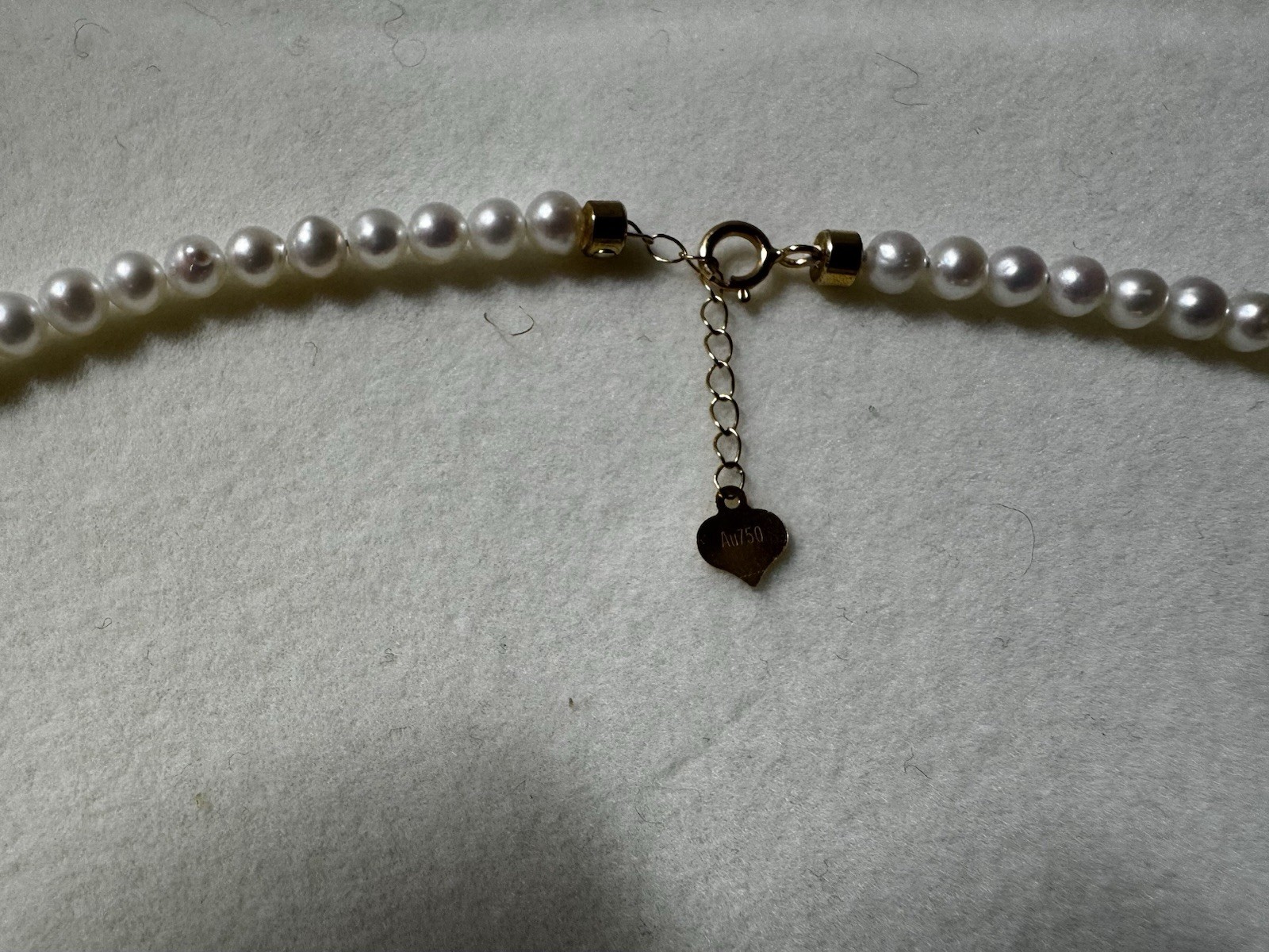 16-17 inches 3.5-4mm freshwater A+ white pearl necklace 18k gold clasp new NIB