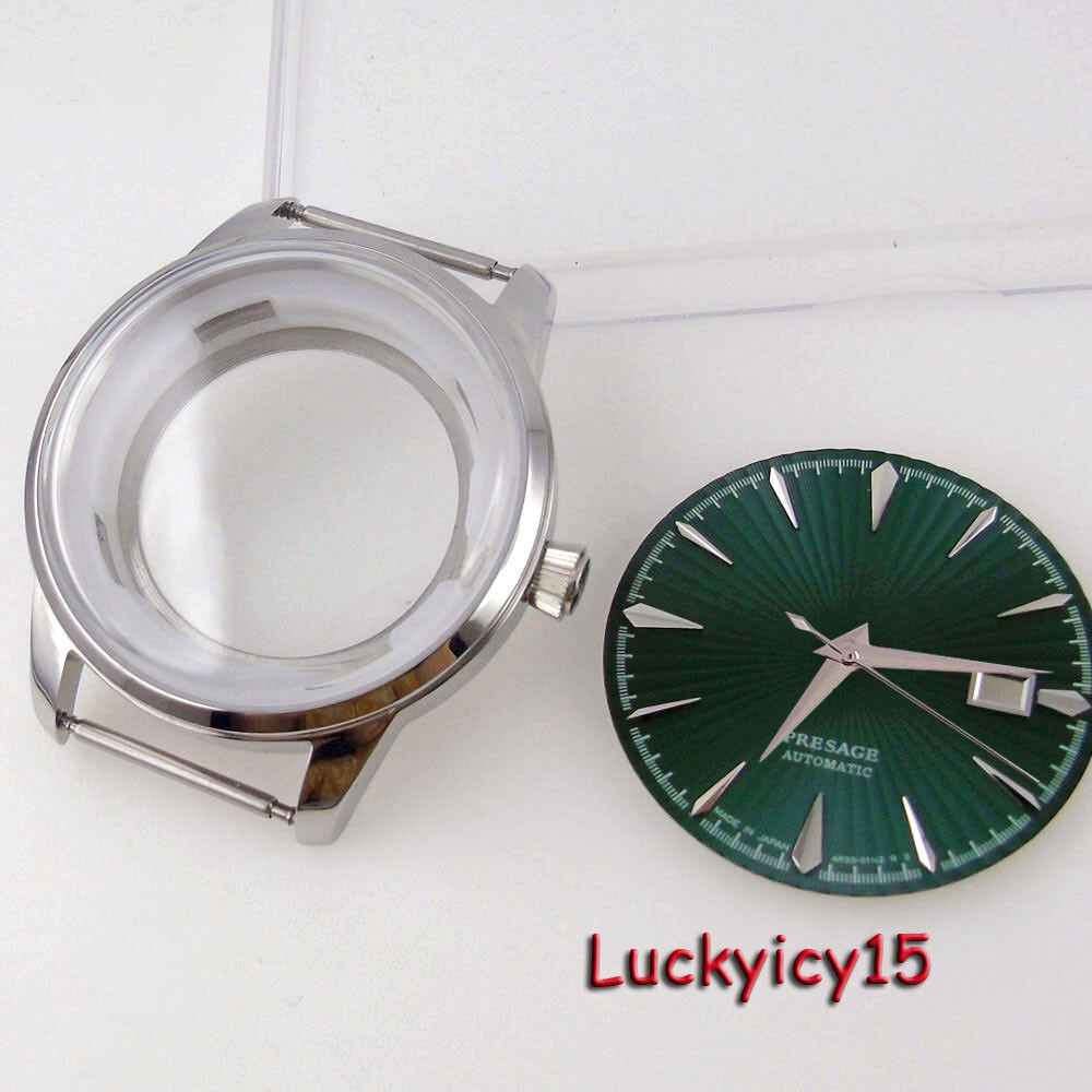 40mm Dome Mineral Glass Watch Case Part 35mm Black Dial Fits NH35 NH36 Automatic