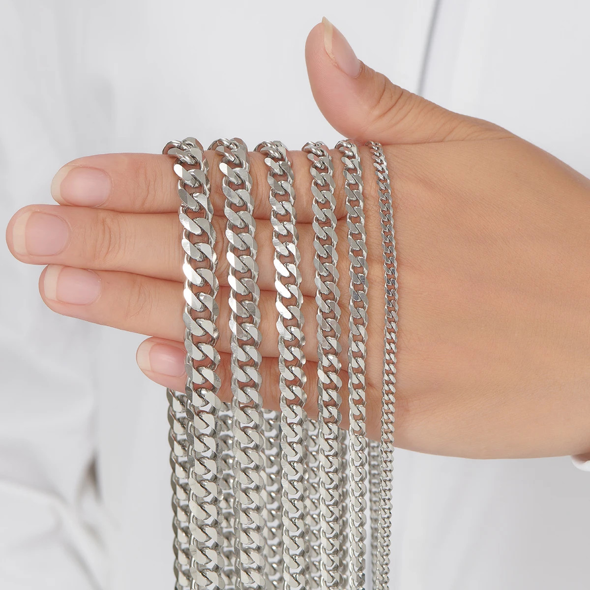 Mens Stainless Steel Cuban Link Chain Necklace Curb Silver Boy Choker 3mm-11mm