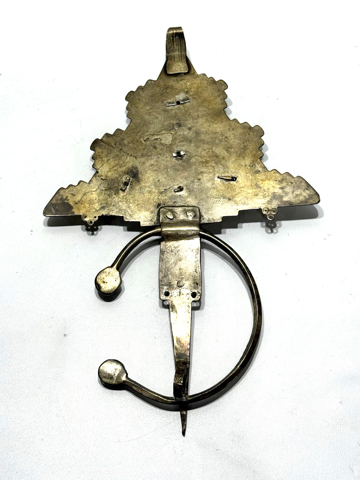 Large Berber Fibula Morocco Ancient & Silver 8.75″x5.5″x.5″