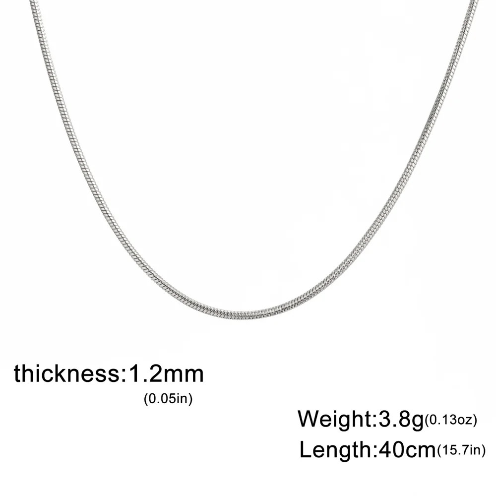 Snake Chain Necklace Stainless Steel 0.9mm 1.2mm 2mm 40-60cm Women Jewelry