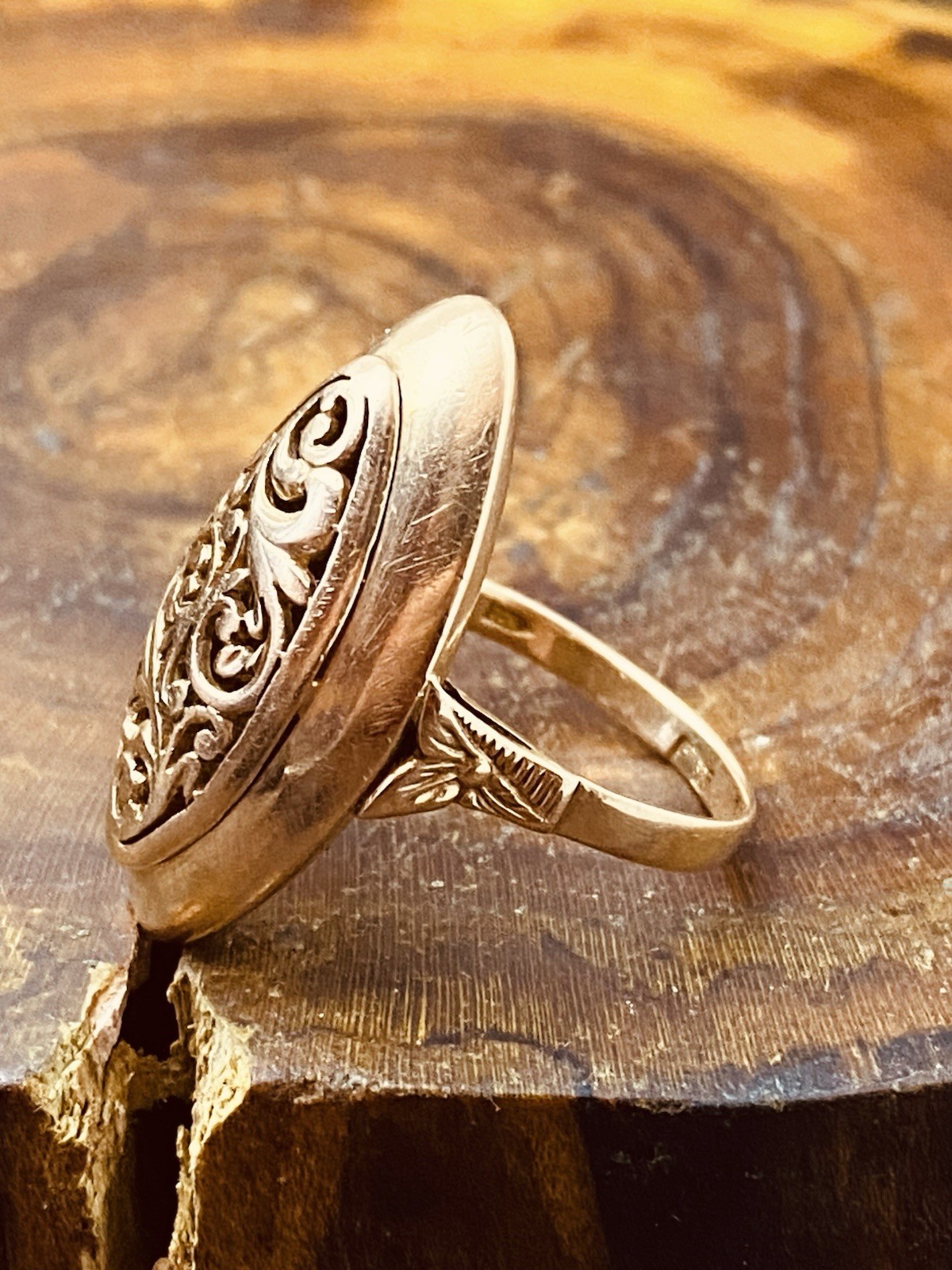 USSR Vintage Original Solid Rose Gold Ring 583 14K 1980th #7948