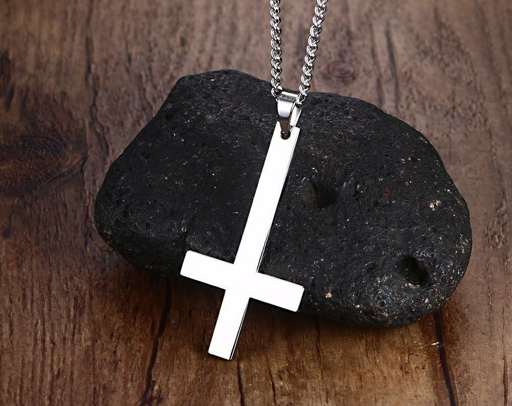 Jewelry Stainless Steel Upside Down Cross Necklace for Men,Inverted Pendant,Gold