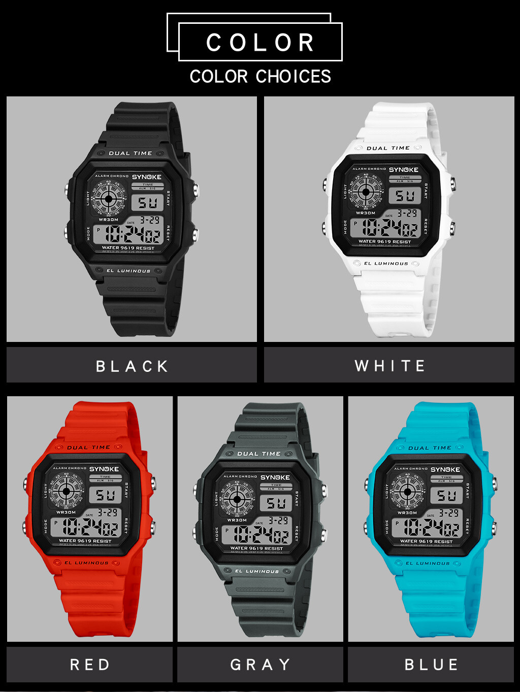 Men’s Military Sports Watch LED Screen Large Digital Face Waterproof Wristwatch
