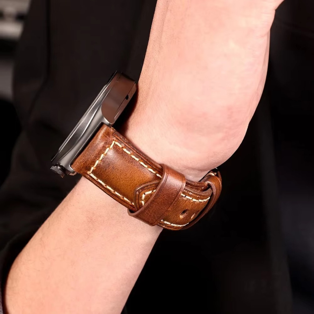 High-grade Italian Vintage Oil-waxed Genuine Leather Watch Band 20/22/24/26mm
