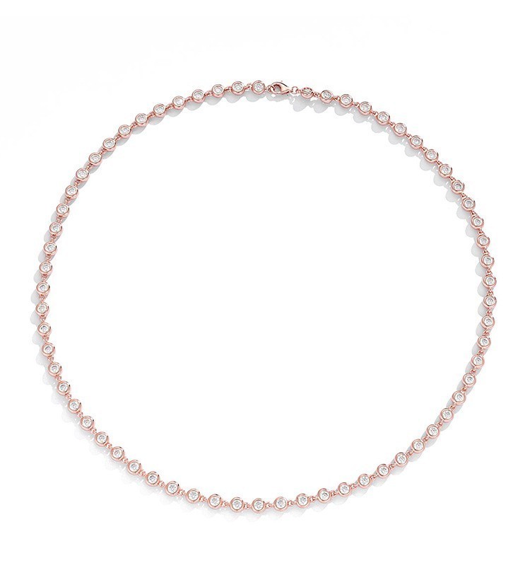 3-4mm Moissanite Tennis Chain Necklace 925 Sterling Silver Elegant Lady Jewelry