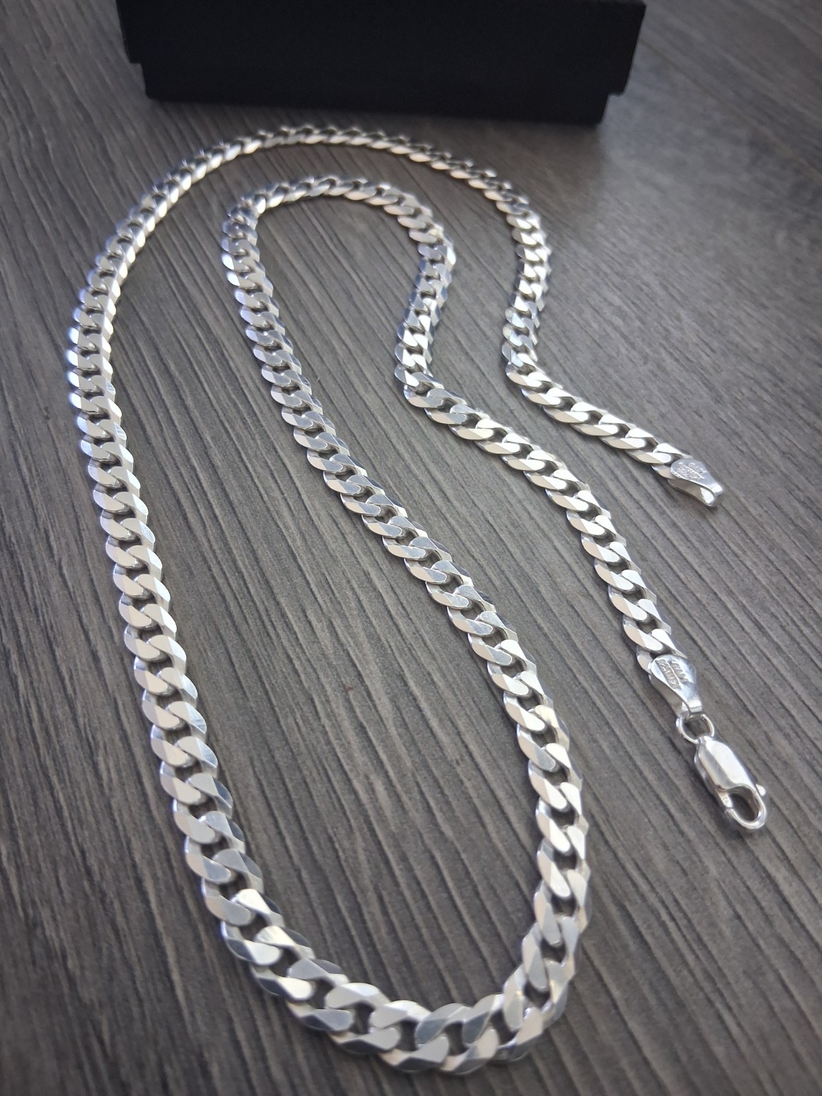 cadena de plata 925 corte diamante 24″ de larga 6mm de anchor