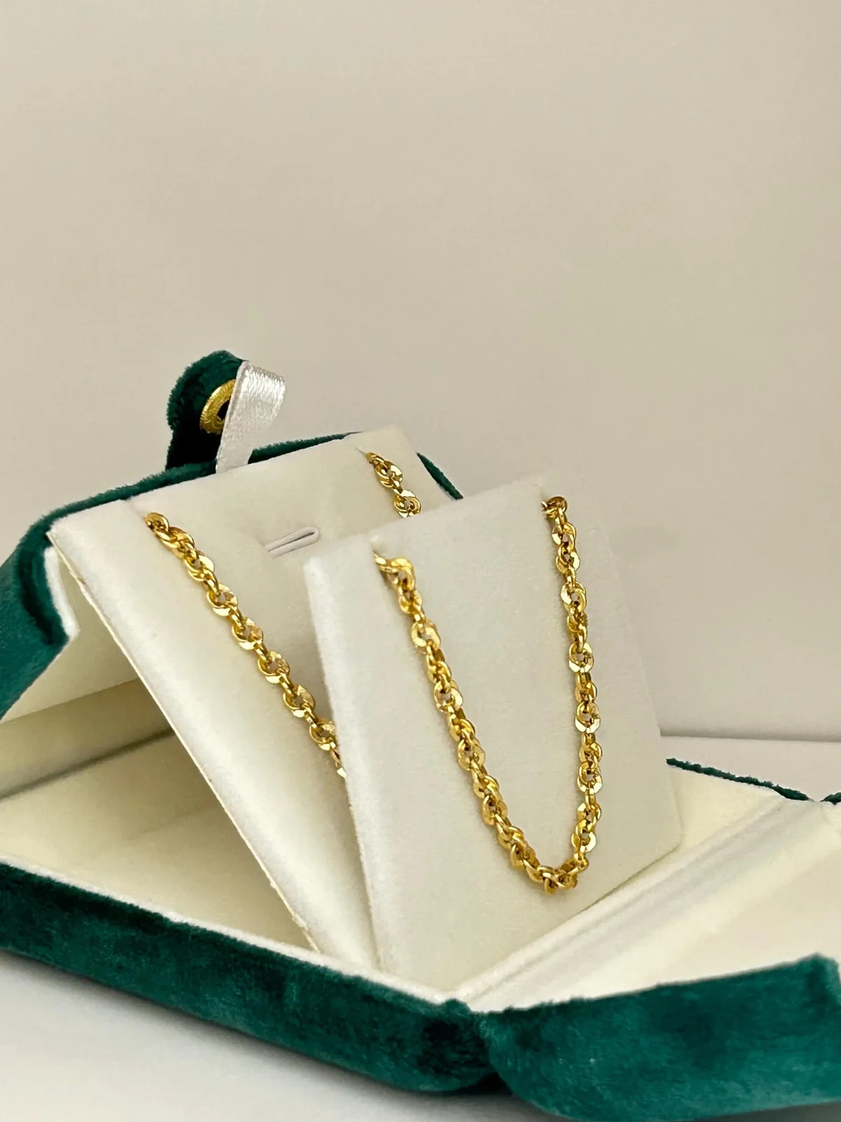 Japanese K18 Polished Double Twist Chain Necklace Solid 18K Gold Collar Necklace