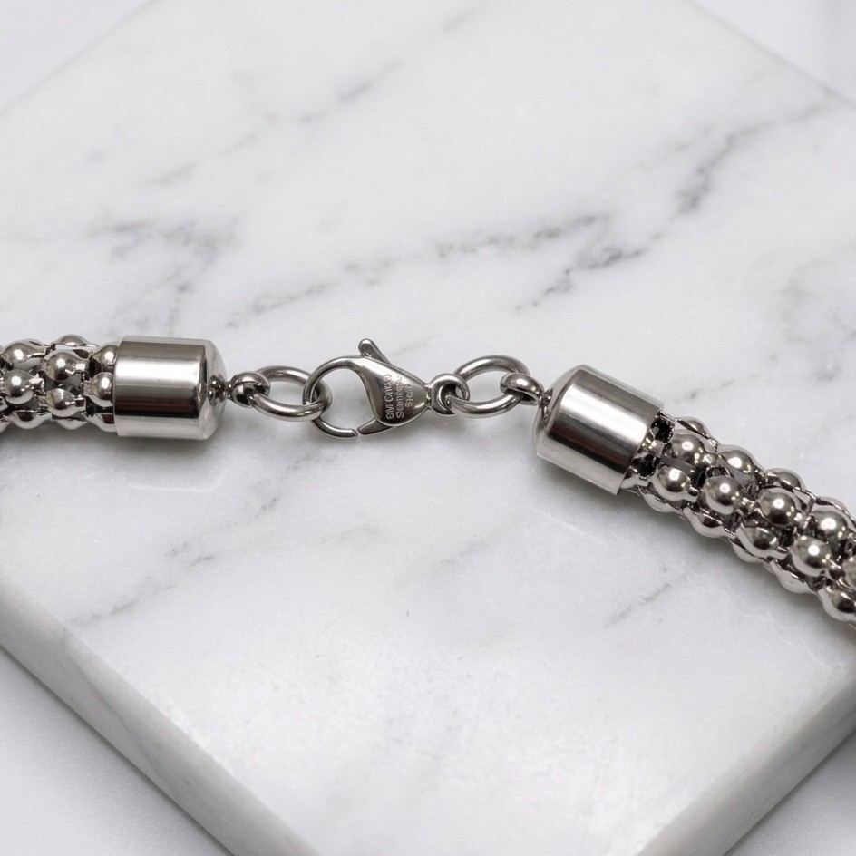 Bold Round Popcorn Coreana Chain Necklace Stainless Steel QVC