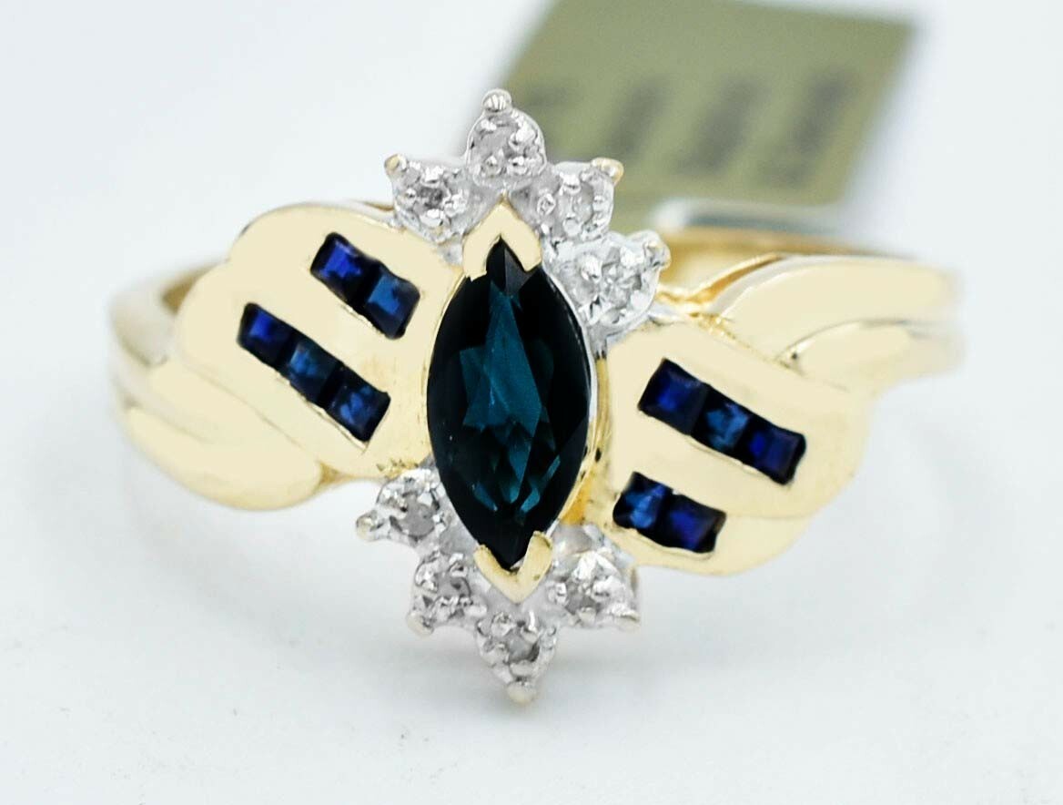 GENUINE 1.05 Cts BLUE SAPPHIRE & DIAMONDS RING 10K GOLD – Free Certificate – NWT
