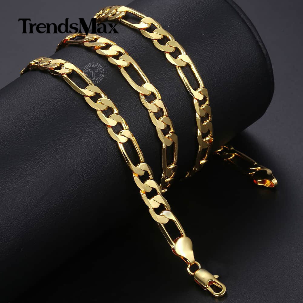 6MM 18-24″ Yellow Gold Filled Unisex Figaro Link Chain Necklace Women Men Gift