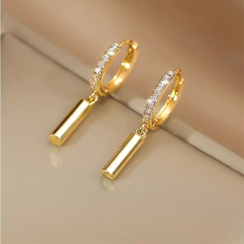 Cylindrical Geometric Niche Light-luxury Ear Clips