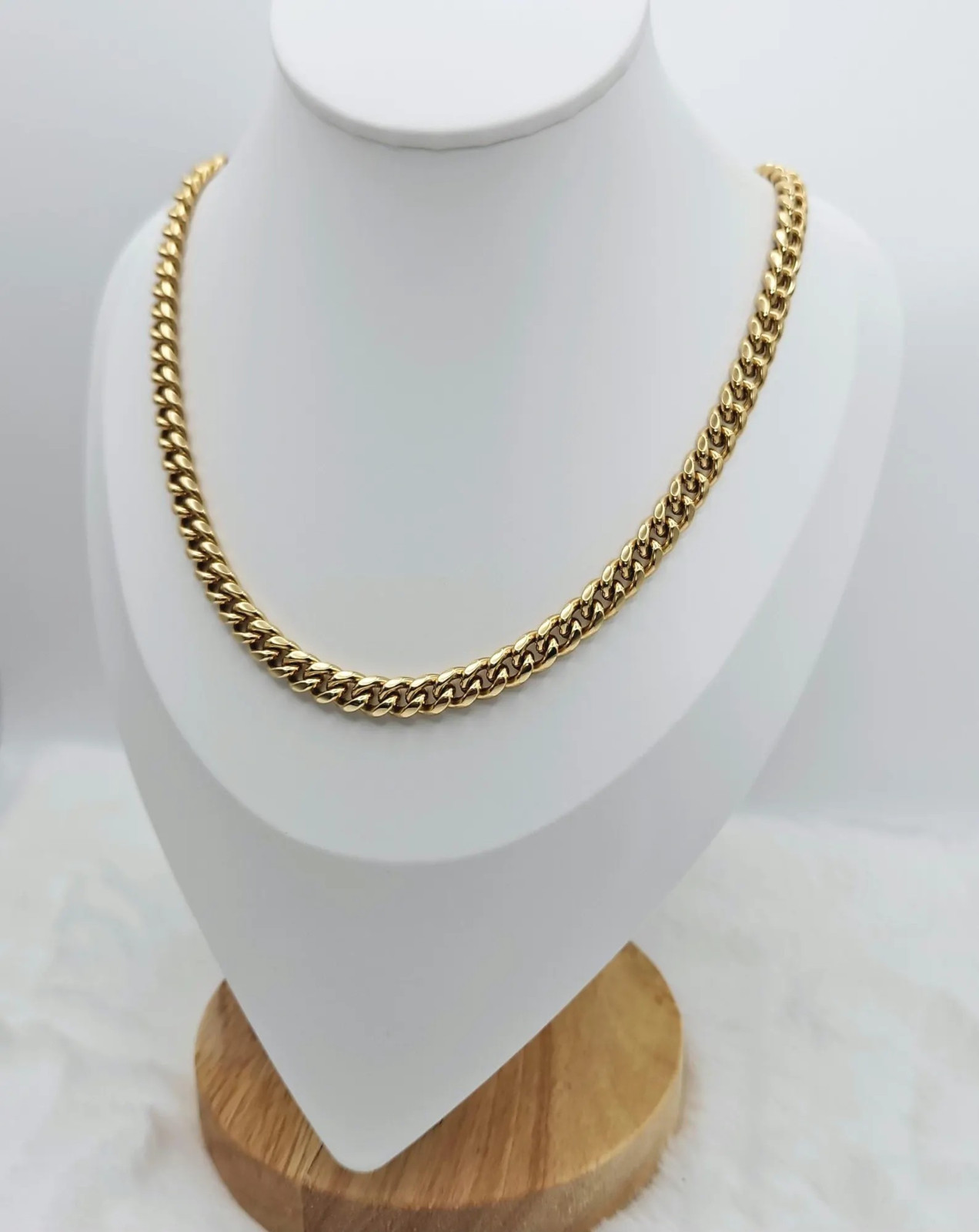 Gold 7mm Curb Chain For Men, 14k Heavy plated Gold, No Fade, Waterproof