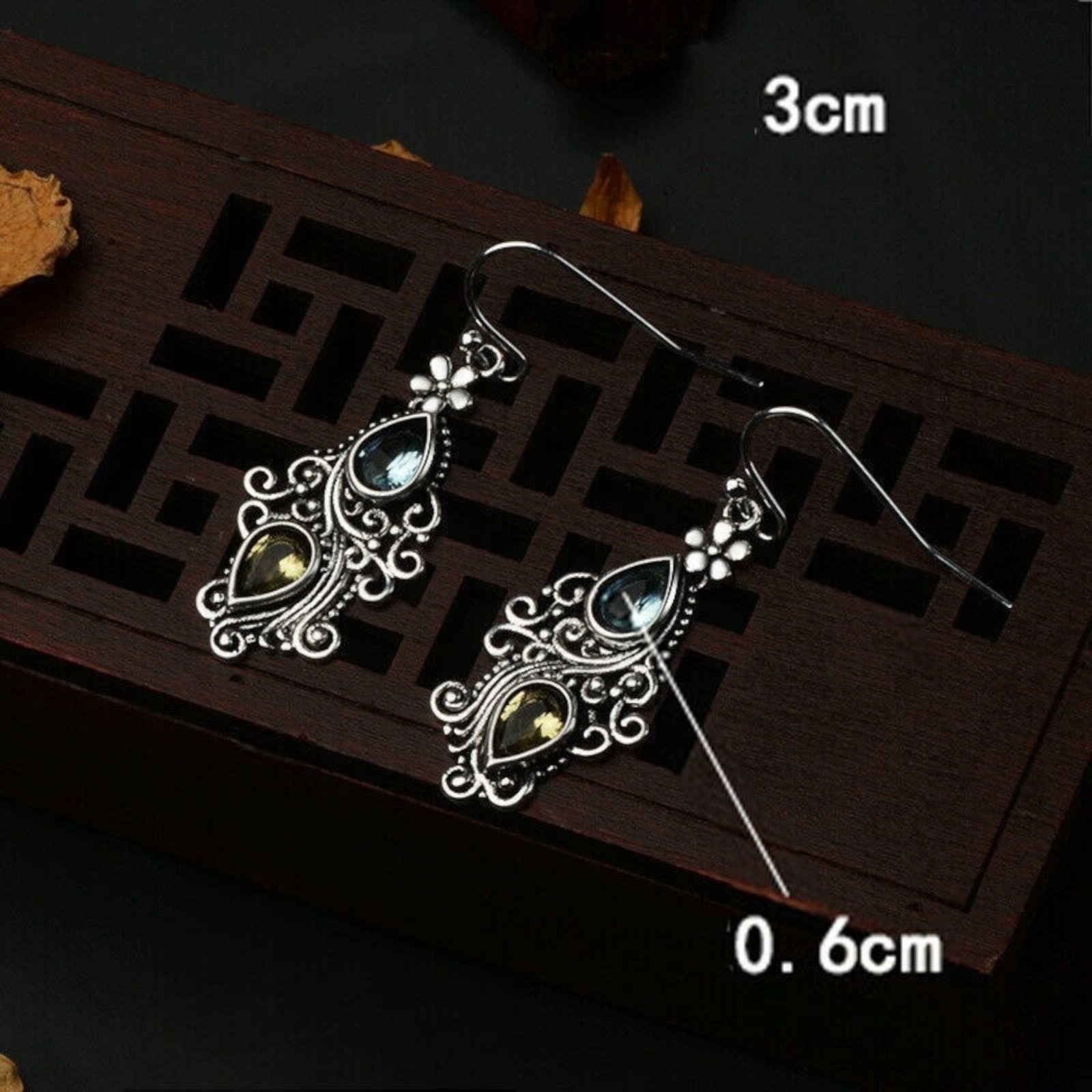 Fashion Boho Drop Earring Silver Plated Jewelry green Tourmaline Lab-Created C8