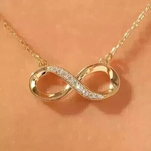 1Ct Round Cut Simulated Diamond Women’s Infinity Pendant 14K Yellow Gold Plated
