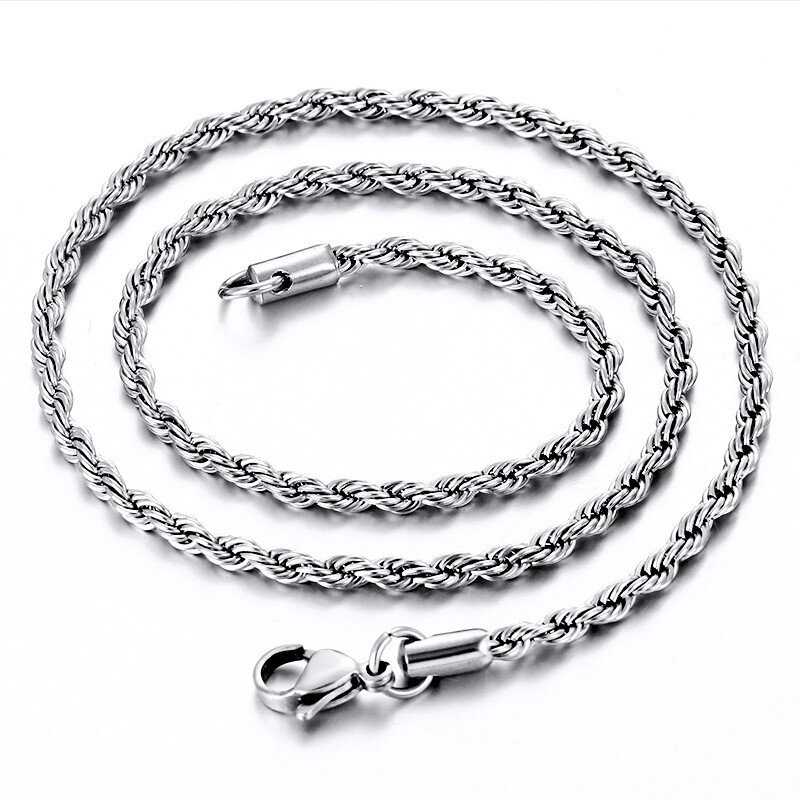 2/2.5/3/4/5/6/7mm 316L Stainless Steel Women Men Rope Chains Necklaces 18-32”