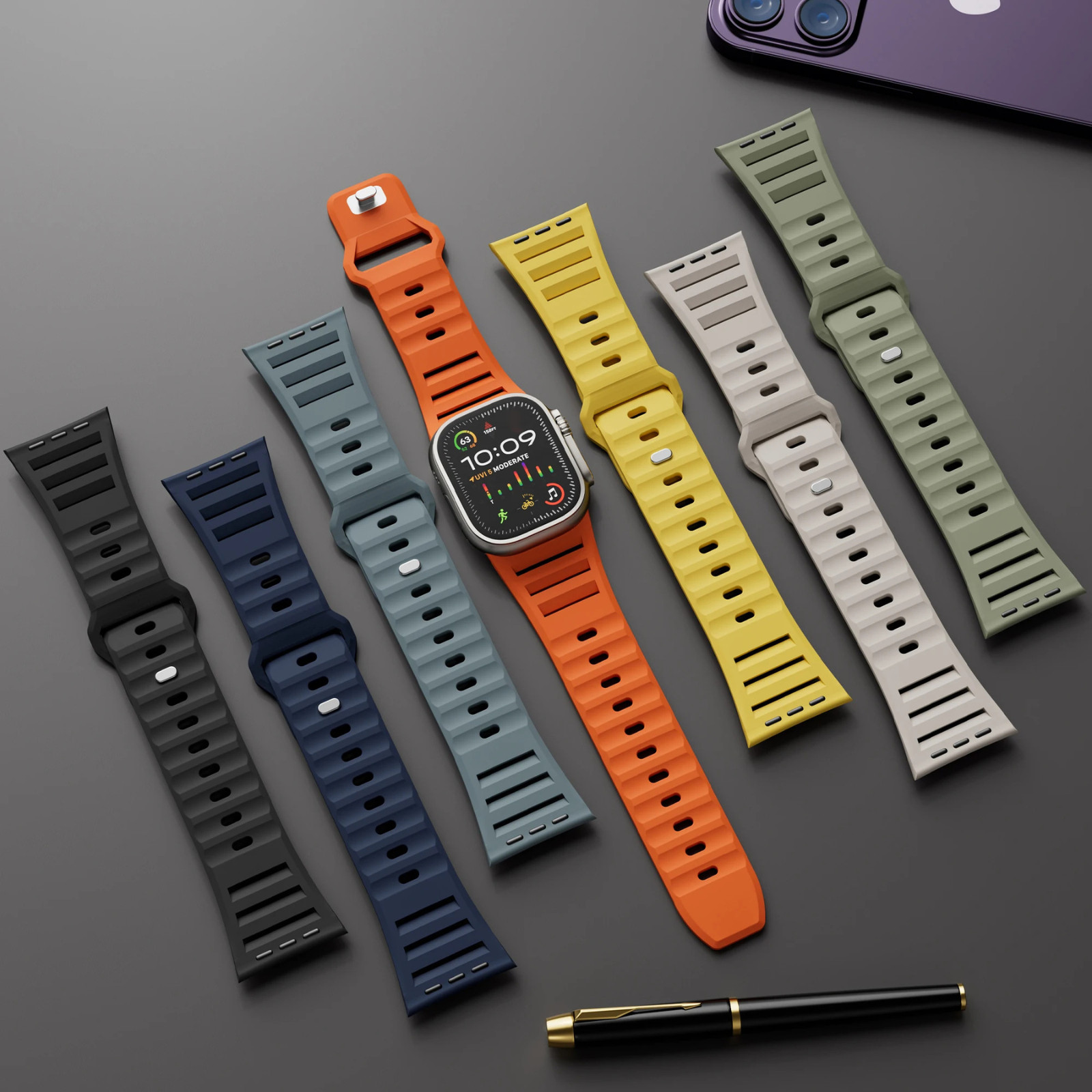 For Apple Watch Series Ultra 3 11 10 9 8 7 iWatch 49mm Silicone Sport Band Strap