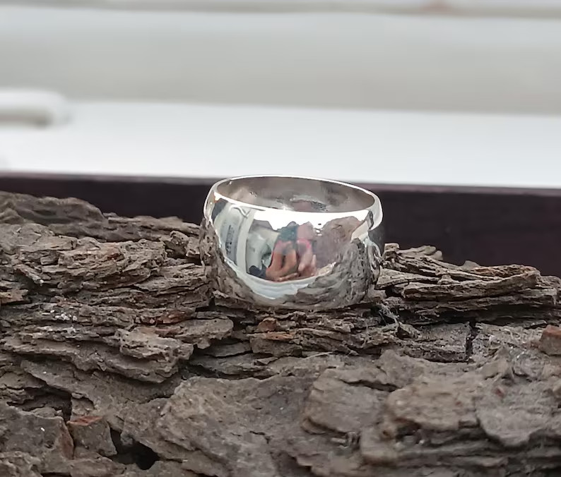 925 Sterling Silver, Half Dome Ring, Wide Band Ring, Comfort Fit 8 mm Band Ring,
