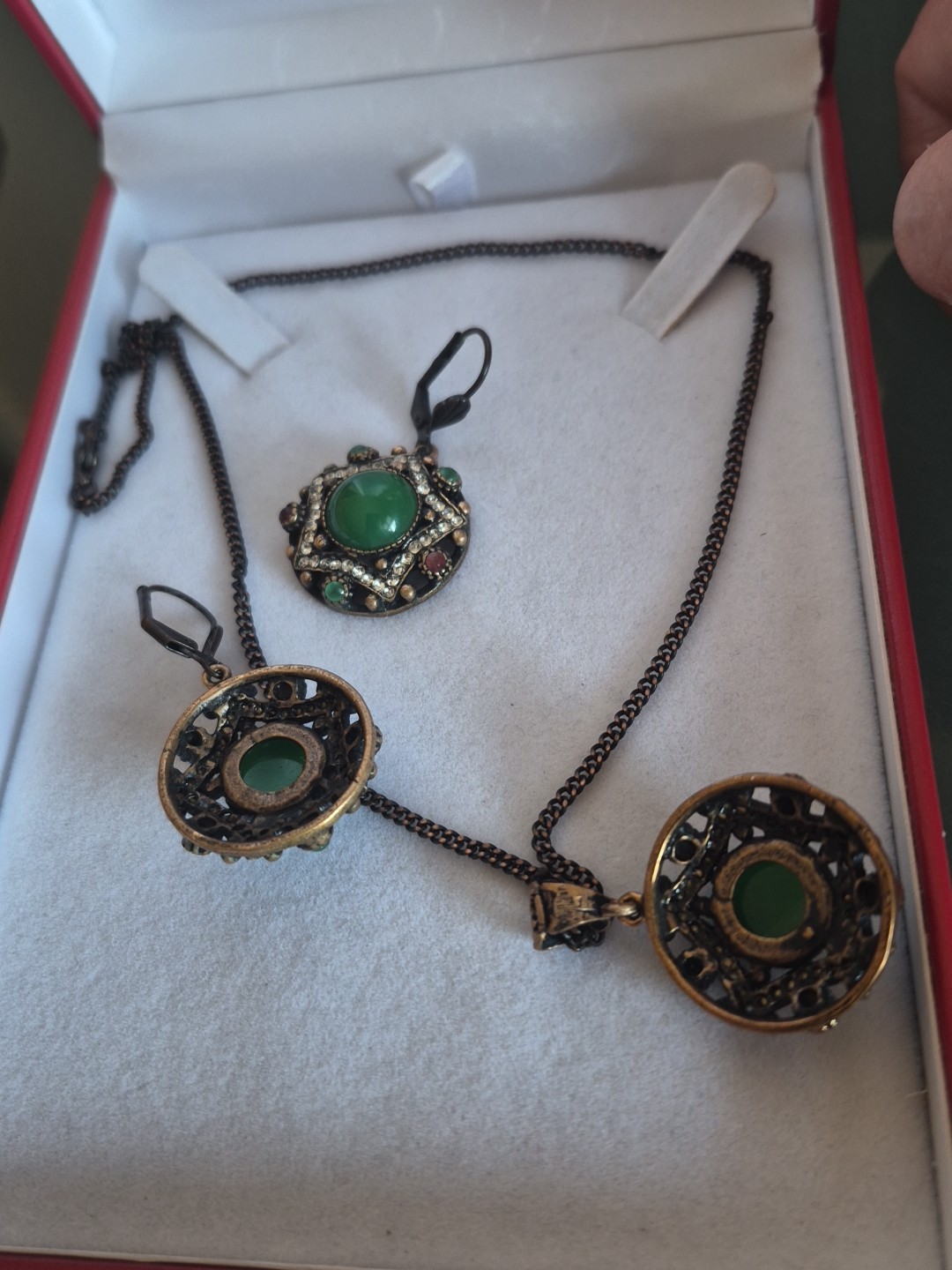 Turkish Emerald Ruby Zircon 2pc Set