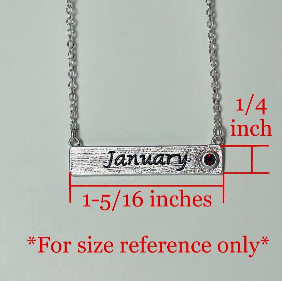 Personalized December Birthstone Necklace Bar Pendant Dainty Silver Plated