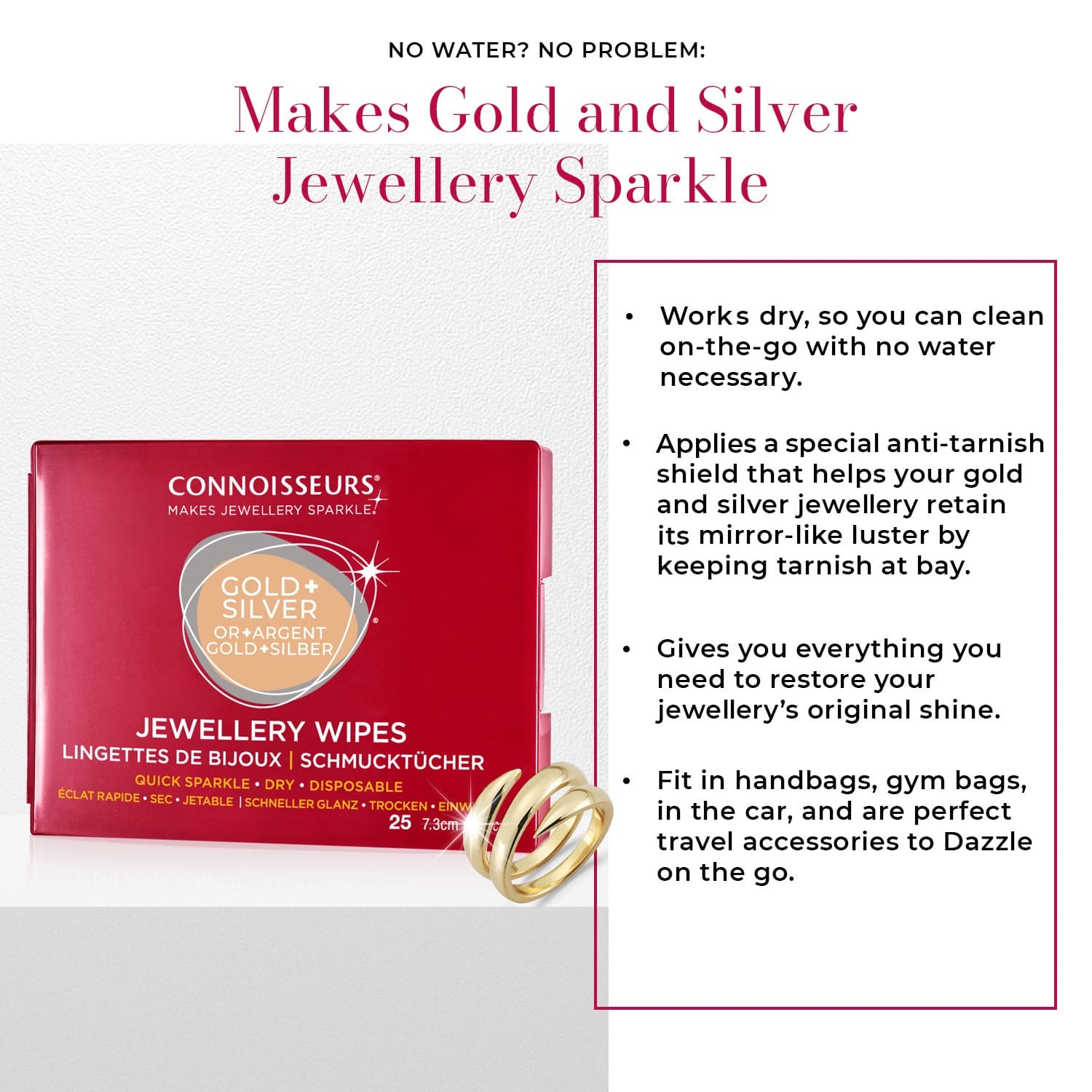 Connoisseurs Jewellery Wipes – Pre-Cut Cleaning Wipes for Jewelry