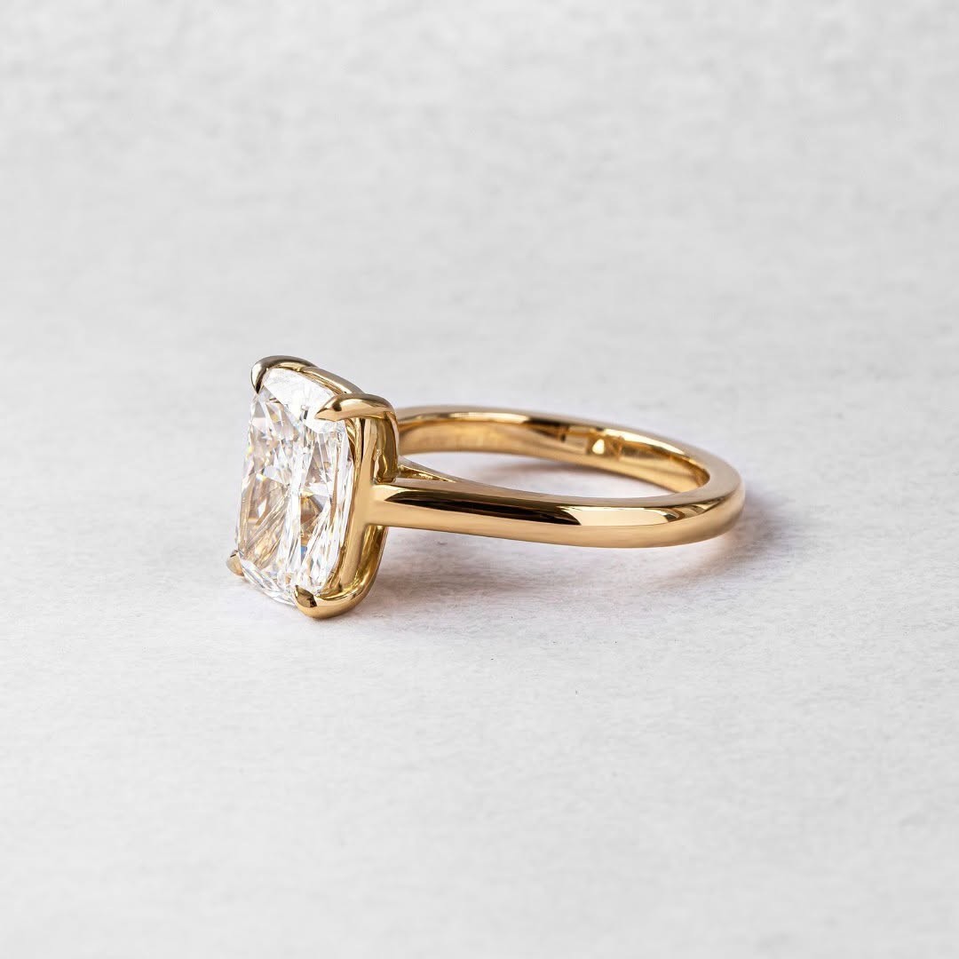 Cushion Cut 4.00 Ct Lab Grown Diamond Ring for Wedding in Solid 14K Yellow Gold