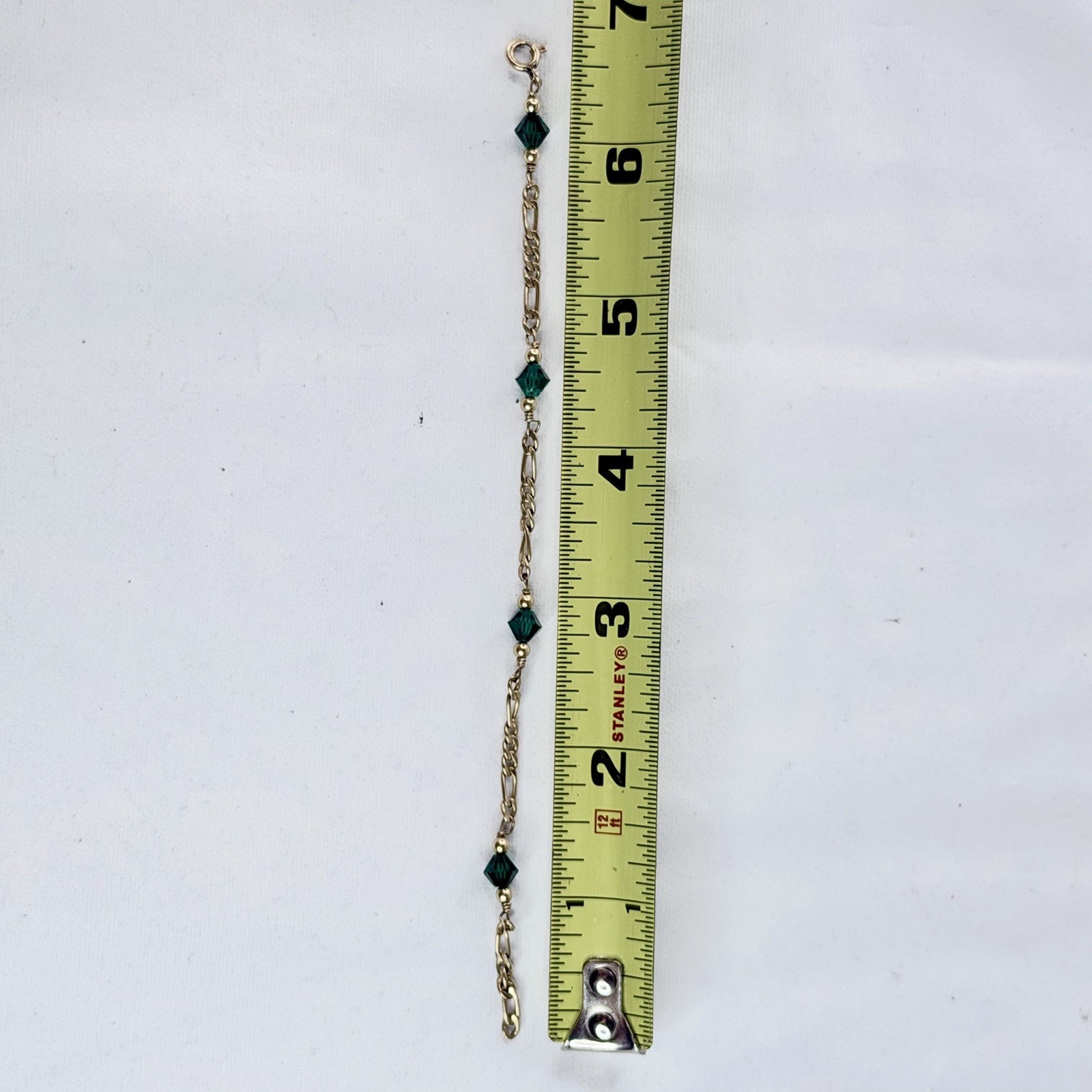 Estate Faux EMERALD TENNIS BRACELET 1/20 14k Gold 6 3/4″